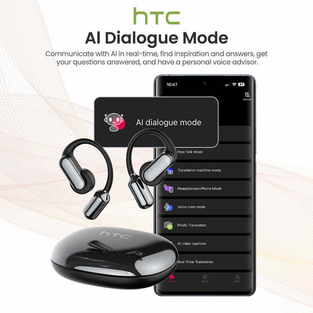HTC NE50 Tai nghe dịch thuật AI Bluetooth 6.0 4 pin thay thế Thời lượng pin dài Điều khiển cảm ứng Cuộc gọi thoại HD Có micro | BigBuy360 - bigbuy360.vn