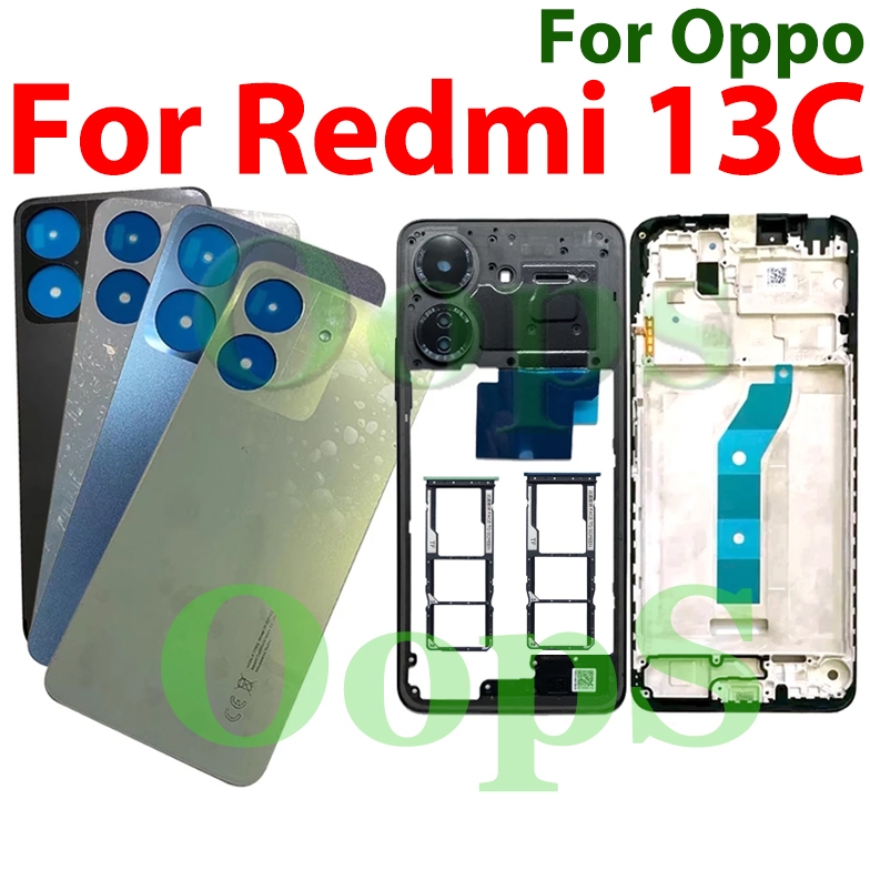 Full Back Housing Cho Xiaomi Redmi 13C 4G LCD Khung Trước Pin Ốp điện thoại Nhà Ở + Khung Giữa + Khu