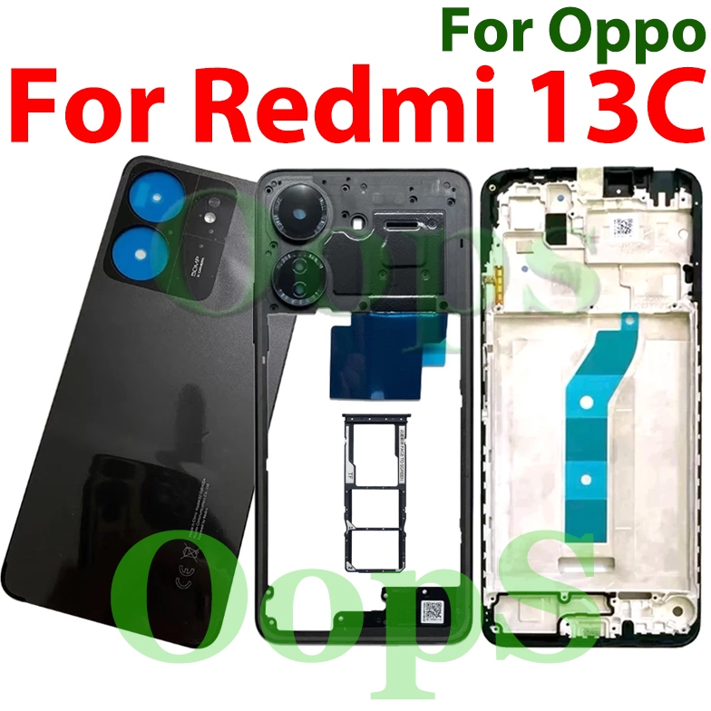 Full Back Housing Cho Xiaomi Redmi 13C LCD Khung Trước Pin Ốp điện thoại Nhà Ở + Khung Giữa + Khung 