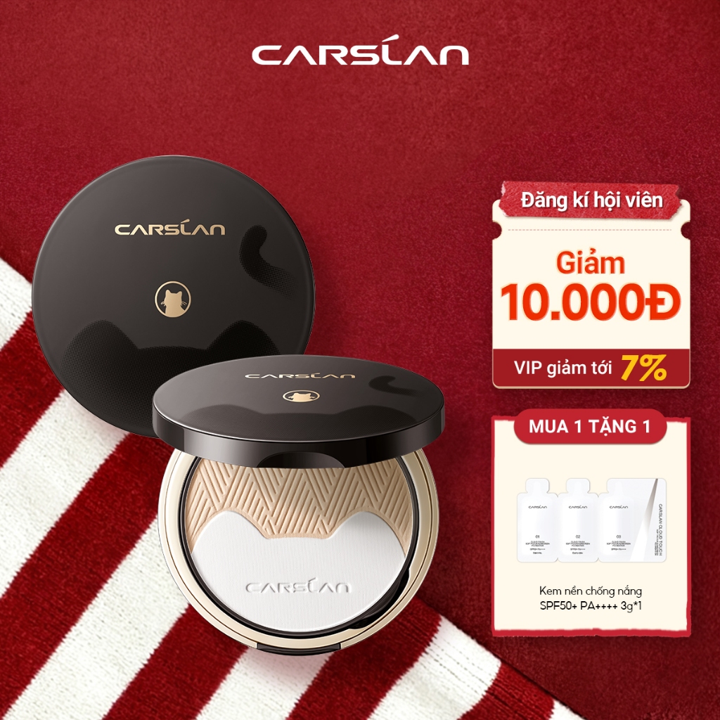 Phấn nén CARSLAN lâu trôi kiềm dầu che giấu lỗ chân lông dùng trang điểm 9g