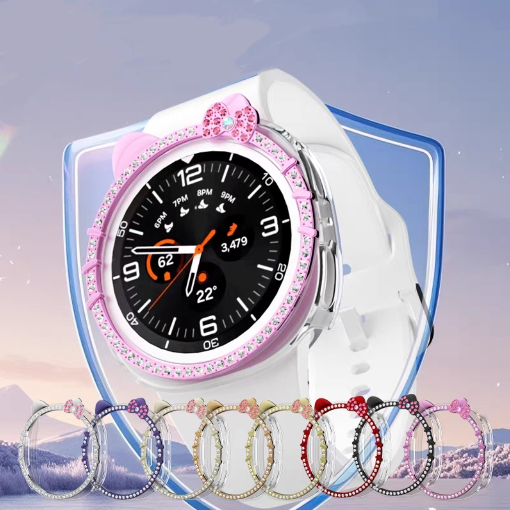 Ốp Lưng Bling Cho Samsung Galaxy Watch 8 40mm 44mm Khung PC Bảo Vệ Tương Thích Cho Samsung Galaxy Wa