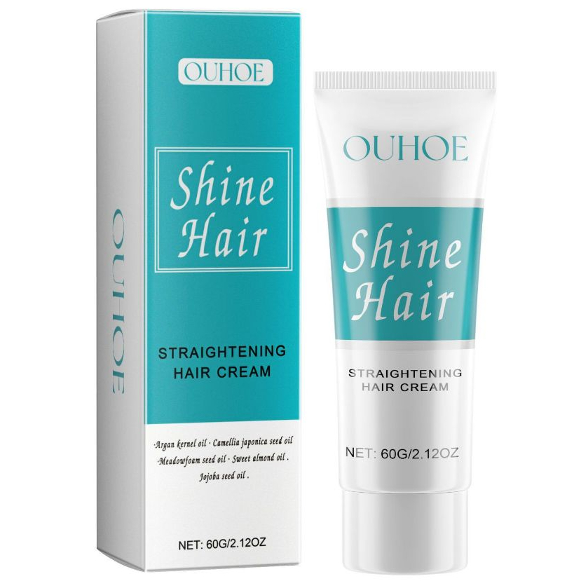 Kem Làm Thẳng Protein OUHOE - Kem Làm Thẳng Protein Lụa & Bóng Cho Tóc Xoăn - Shine Hair 60g
