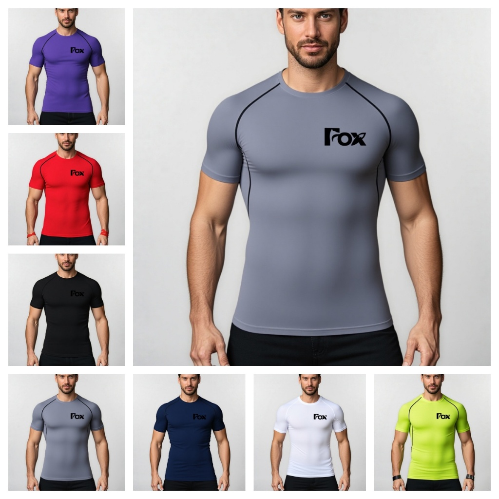 Bodysuit thể thao nam in chữ, cổ tròn, thoáng khí, phù hợp tập gym