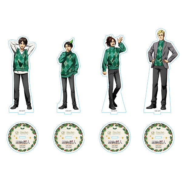 Attack on Titan Giáng sinh 2025 Giá đỡ Acrylic Chibi - Eren, Hange, Levi, Erwin Anime Hình Merch