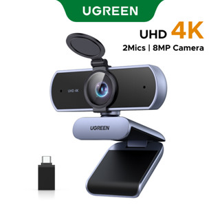 Webcam UGREEN 4K/2K/1080P cho PC Ultra HD 30FPS Web Camera có micrô, Vỏ bảo mật, 70° Fov, PDAF Tự động lấy nét, Bộ chuyển đổi USB A và USB C, Plug & Play, để phát trực tuyến, hội nghị