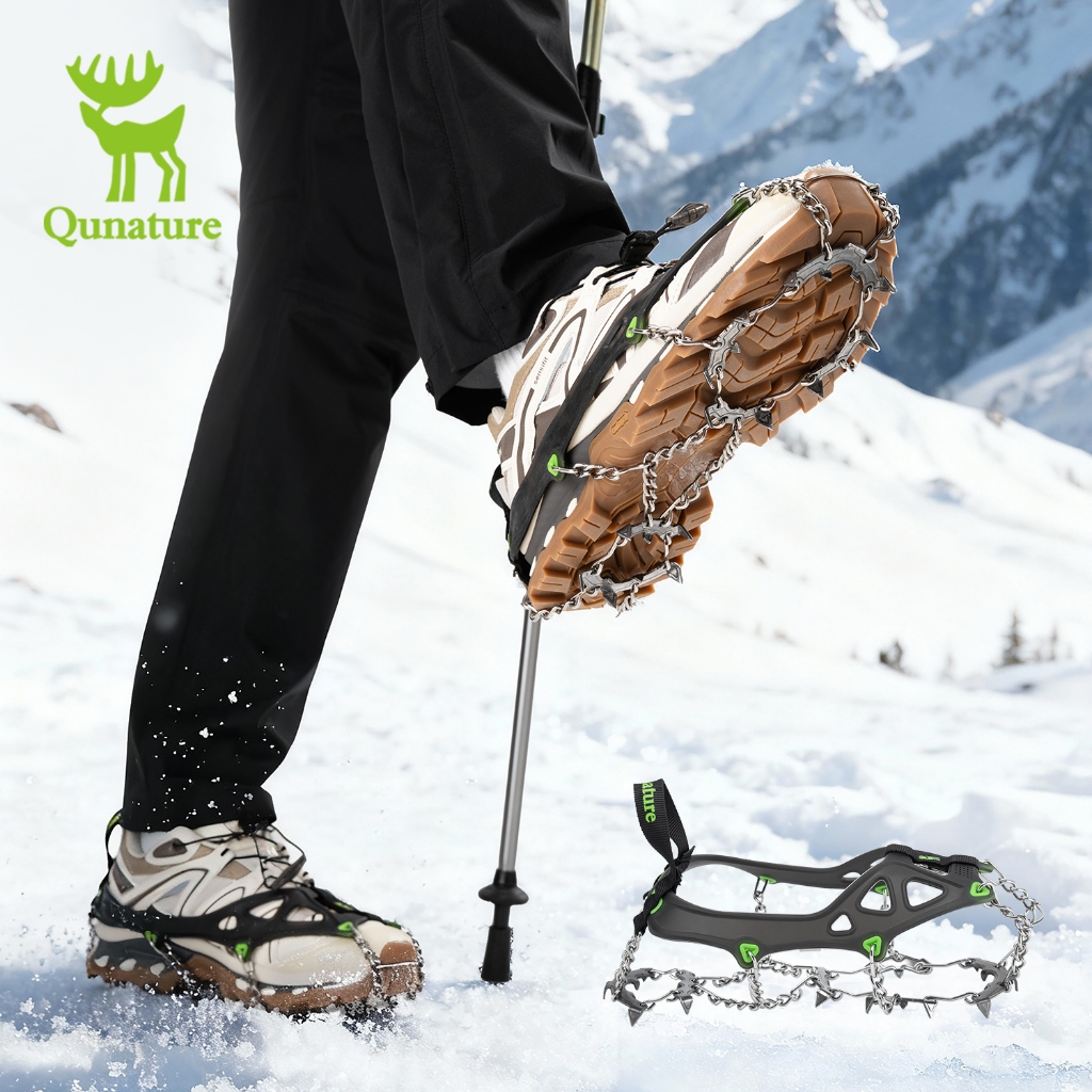 Qunature Ice Claws Ice Grippers - 22 Răng Thép Không Gỉ, Chống Trơn Trượt, Hỗ Trợ Trượt Tuyết