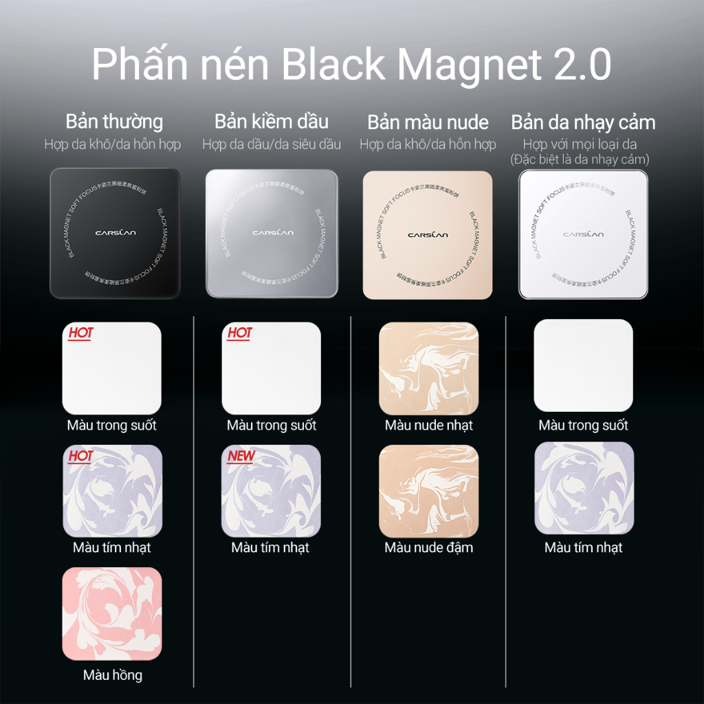 Phấn phủ Black Magnet CARSLAN lâu trôi kiềm dầu 24 giờ 8g | BigBuy360 - bigbuy360.vn