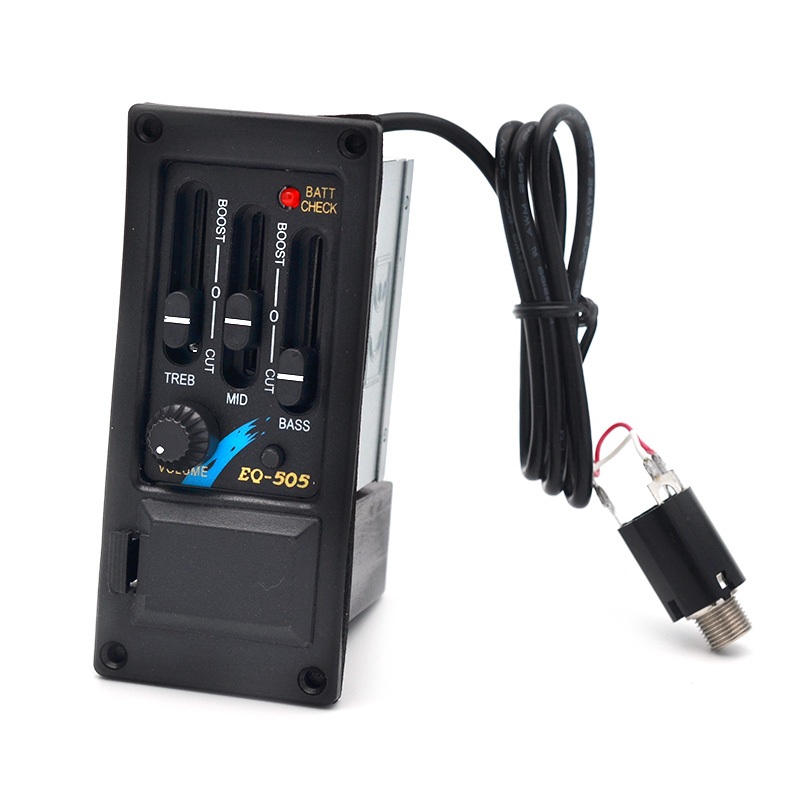 Bộ khuếch đại Preamp đàn Guitar Acoustic 3 băng tần EQ-505 Tay bán tải bên trái Đầu ra 6,5MM