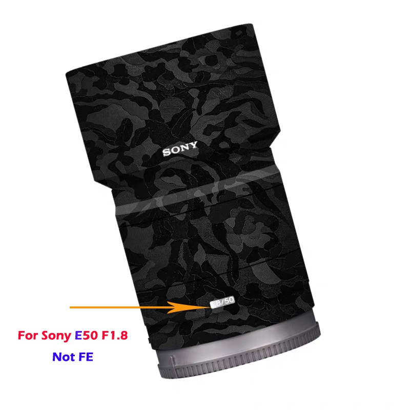 Dành Cho Sony E 50mm F1.8 OSS Ống Kính Miếng Dán E50 F1.8 Ống Kính Decal Da SEL50F18 Ống Kính Bảo Vệ