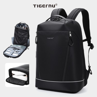 Tigernu 91086 Túi đựng giày thời trang Ba lô nam cổng USB 180°Túi du lịch laptop dung lượng lớn chống thấm nước thông thường (15.6 '')