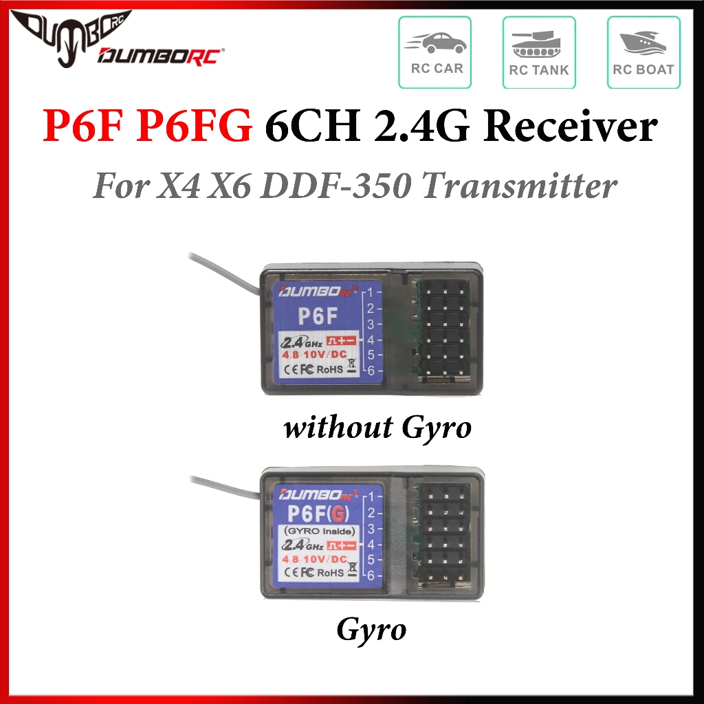 DUMBORC P6F P6FFFG 6CH 2.4G Hệ thống vô tuyến con quay hồi chuyển cho máy phát X6 X4 X5 Hệ thống điề