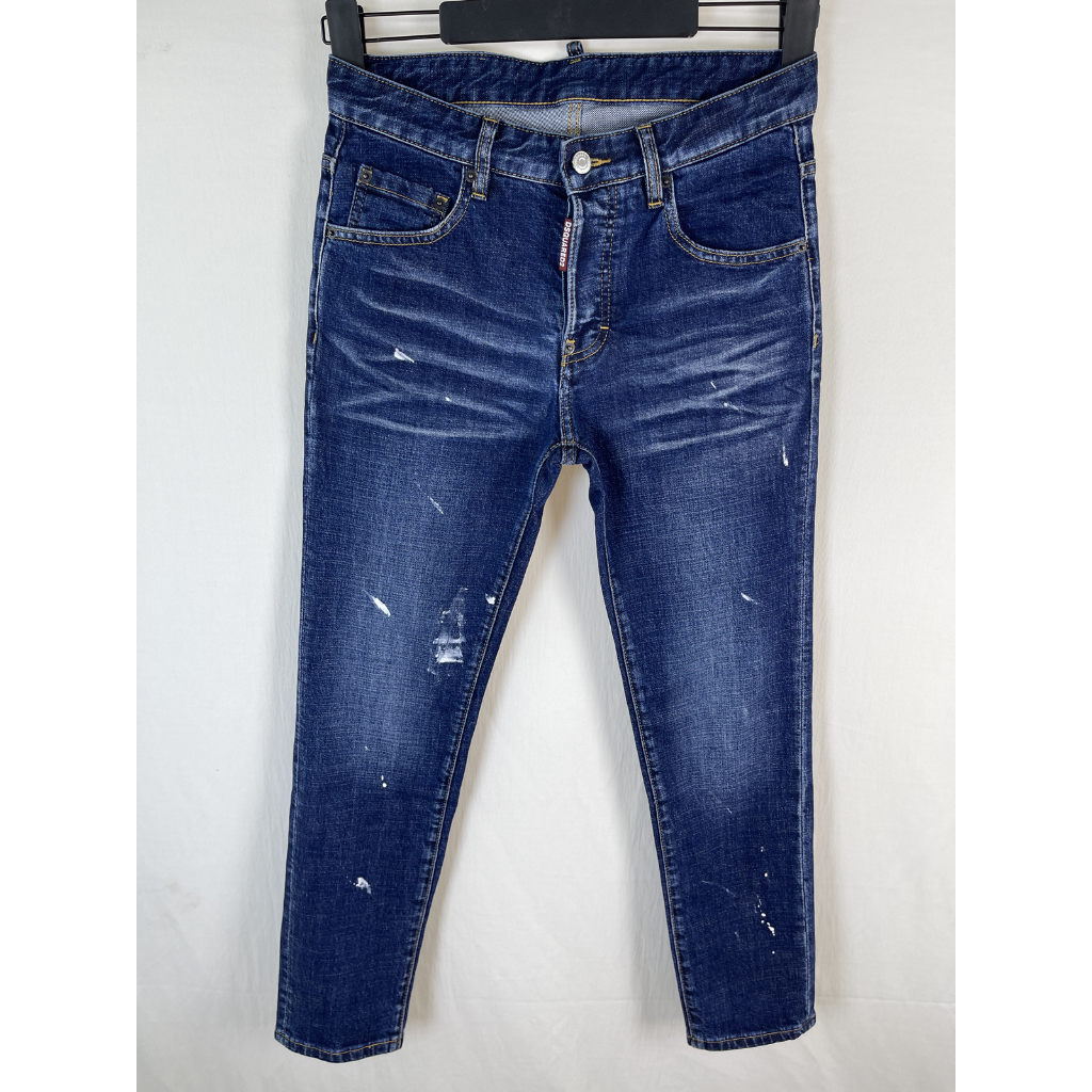 Quần Jean Nam DSQUARED2 Slim-fit, Rách Miếng Dán, Màu Xám Đen