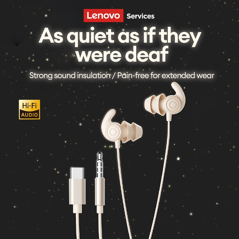 Tai nghe có dây Lenovo YF40 và tai nghe ngủ có thiết kế cách ly tiếng ồn và silicon mềm cho micrô ngủ bên plus HD | BigBuy360 - bigbuy360.vn