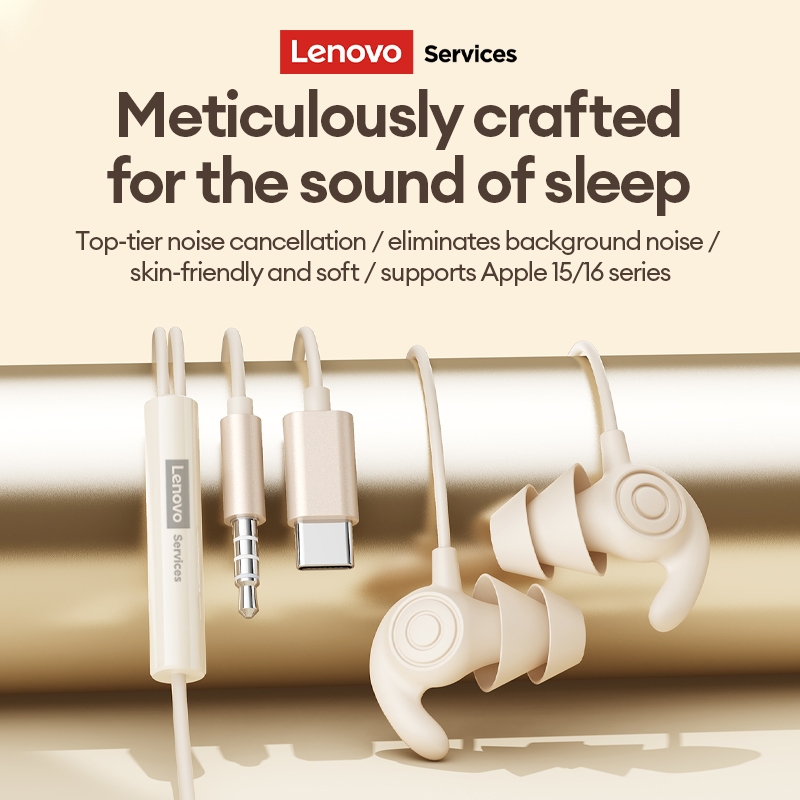 Tai nghe có dây Lenovo YF40 và tai nghe ngủ có thiết kế cách ly tiếng ồn và silicon mềm cho micrô ngủ bên plus HD | BigBuy360 - bigbuy360.vn