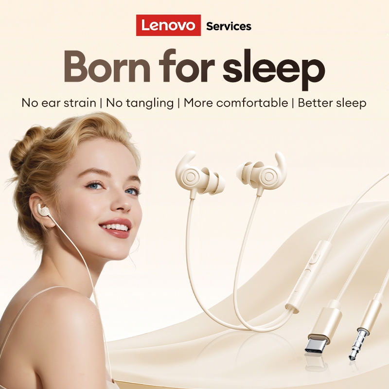 Tai nghe có dây Lenovo YF40 và tai nghe ngủ có thiết kế cách ly tiếng ồn và silicon mềm cho micrô ngủ bên plus HD | BigBuy360 - bigbuy360.vn