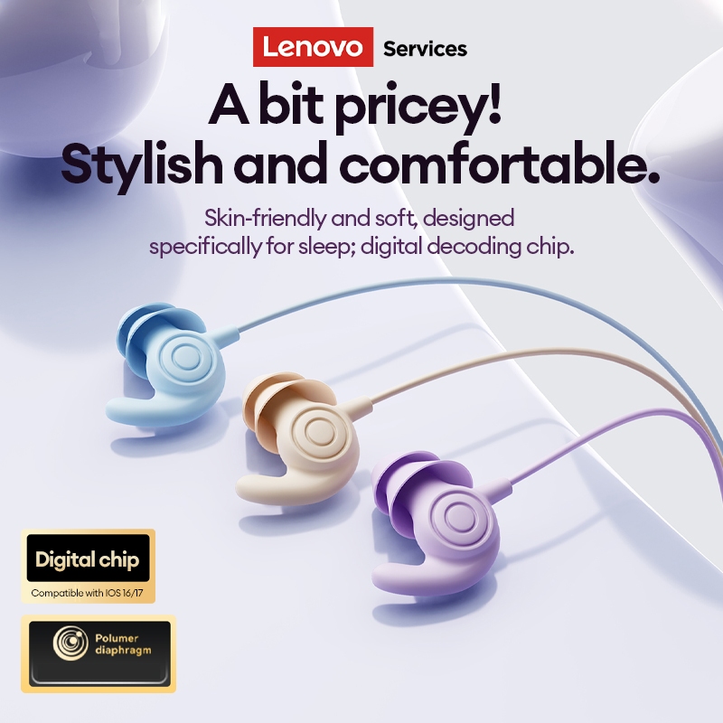 Tai nghe có dây Lenovo YF40 và tai nghe ngủ có thiết kế cách ly tiếng ồn và silicon mềm cho micrô ngủ bên plus HD | BigBuy360 - bigbuy360.vn