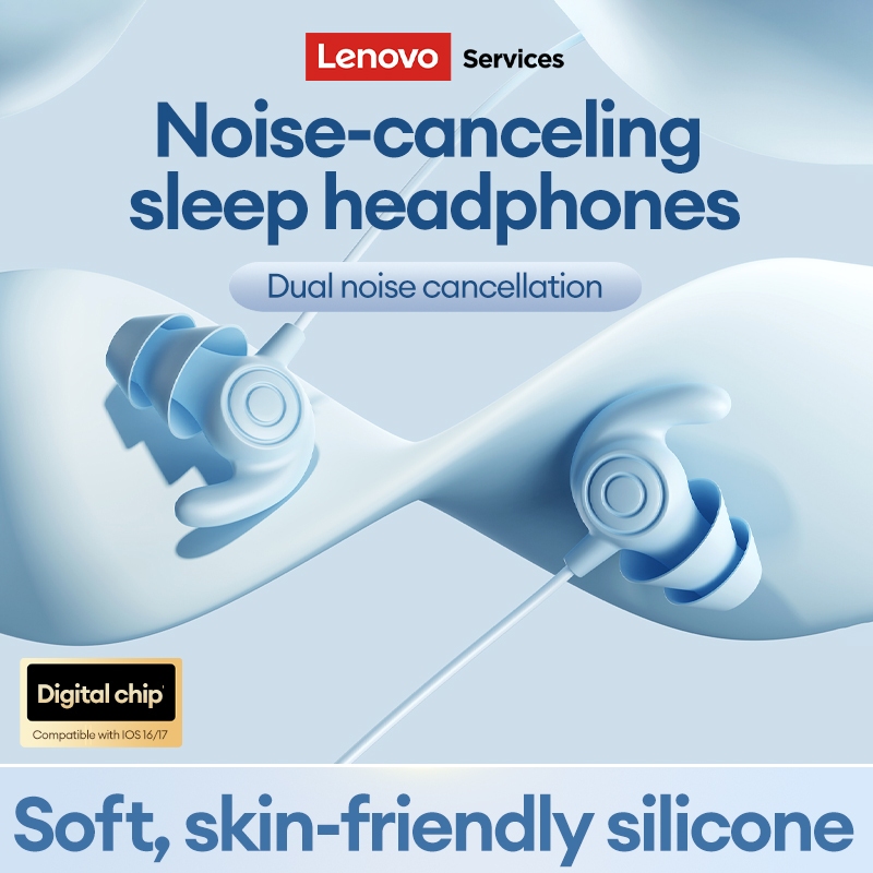 Tai nghe có dây Lenovo YF40 và tai nghe ngủ có thiết kế cách ly tiếng ồn và silicon mềm cho micrô ngủ bên plus HD | BigBuy360 - bigbuy360.vn