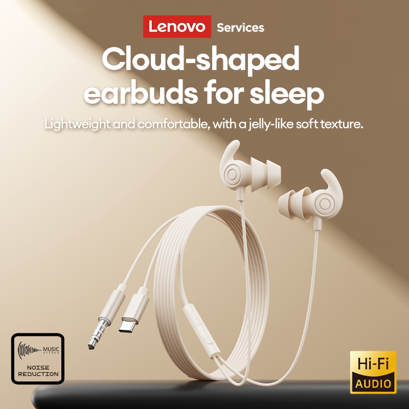 Tai nghe có dây Lenovo YF40 và tai nghe ngủ có thiết kế cách ly tiếng ồn và silicon mềm cho micrô ngủ bên plus HD | BigBuy360 - bigbuy360.vn