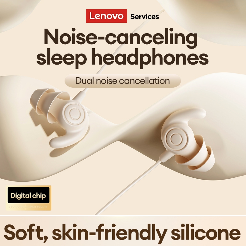 Tai nghe có dây Lenovo YF40 và tai nghe ngủ có thiết kế cách ly tiếng ồn và silicon mềm cho micrô ngủ bên plus HD | BigBuy360 - bigbuy360.vn