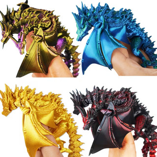 Đồ chơi in 3d Khủng long, Đồ chơi mô hình rồng ba đầu, Di chuyển khớp ba đầu rồng để bàn Trang trí đồ chơi Quà tặng