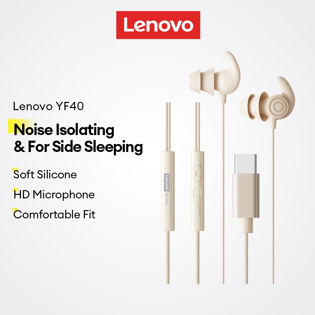 Tai nghe có dây Lenovo YF40 và tai nghe ngủ có thiết kế cách ly tiếng ồn và silicon mềm cho micrô ngủ bên plus HD | BigBuy360 - bigbuy360.vn