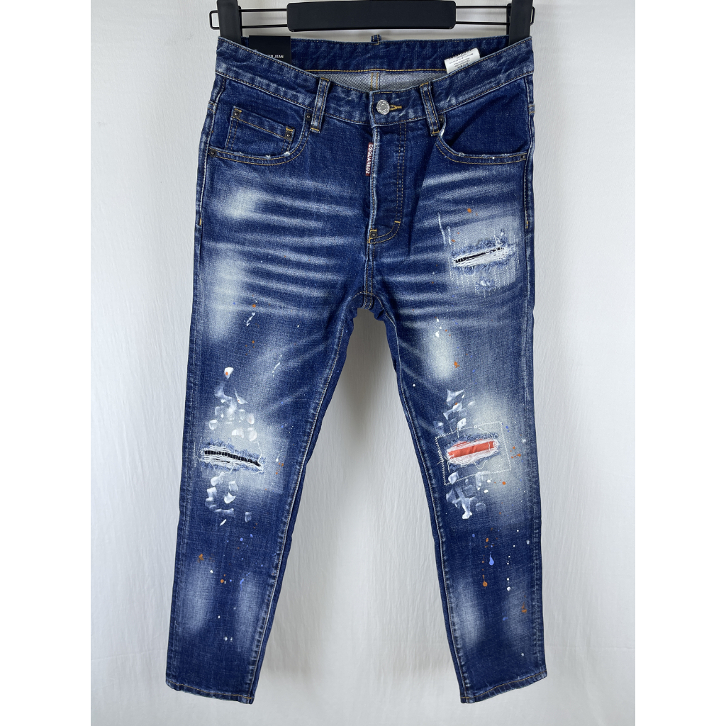 2026 Bốn Mùa Phong Cách Mới DSQUARED2 Quần Jean Nam Hợp Thời Trang Slim-fit Co Giãn Nhăn Dây Kéo Tra
