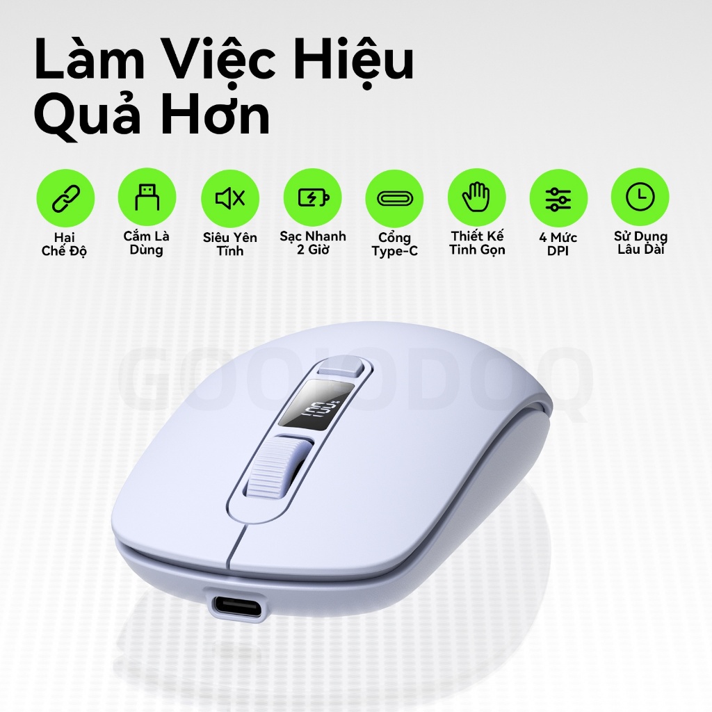 GOOJODOQ Chuột không dây  4 cấp độ DPI chính xác Màn hình kỹ thuật số yên tĩnh Kết nối chế độ kép có thể sạc lại | BigBuy360 - bigbuy360.vn