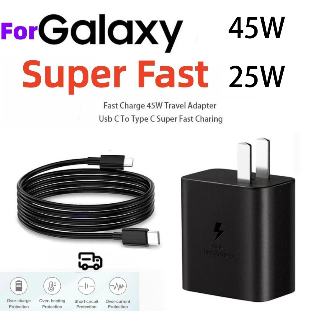 Bộ sạc nhanh 45W / 25W PD Type C Phích cắm siêu nhanh cho Type C Samsung Galaxy S25 Ultra S20 S20 21