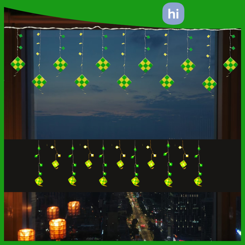 HI HOMES Hi Homes Led Ketupat Lampu Ramadan Đèn dây Led Trang trí xung quanh Đèn nhà Hari Raya Đèn L