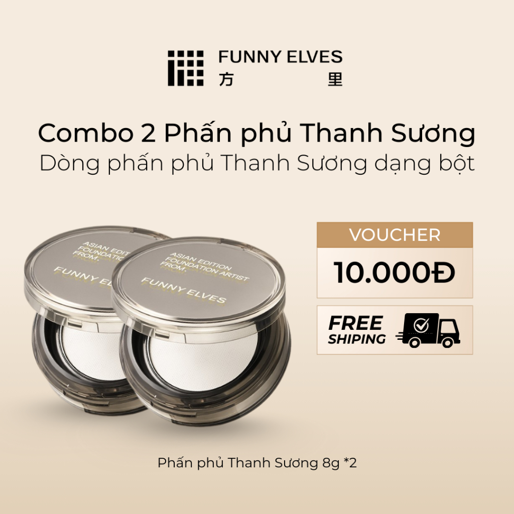 Funny Elves – Combo Loose Powder Duo – Hoàn thiện mịn màng, tự nhiên & lâu trôi
