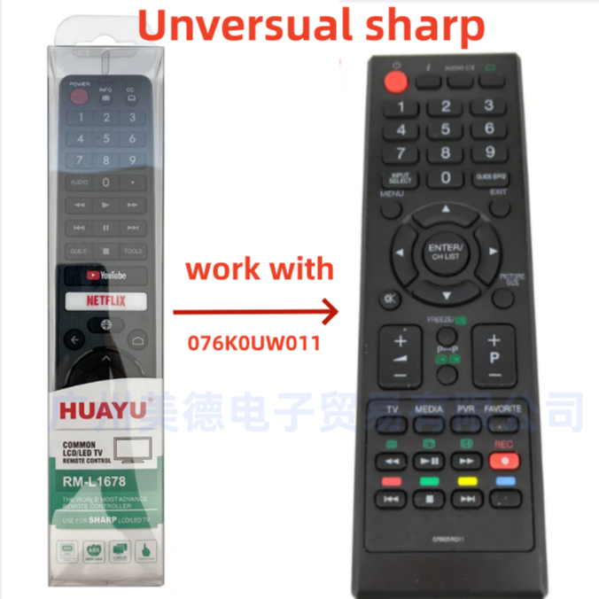 Huayu RM-L1678 Được sử dụng để điều khiển từ xa cho Sharp 076K0UW011 LC-39LE440M LC-50LE440M LC-23LE