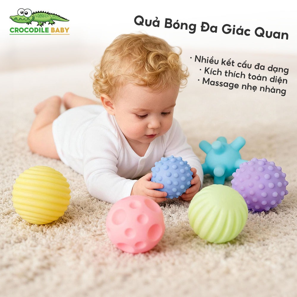 Bóng xúc giác cho bé Đồ Chơi Phát Triển Giác Quan Và Vận Động Tinh Cho Bé 6 Bóng Mềm Chút Chít An Toàn Mềm Bé 6 tháng tuổi