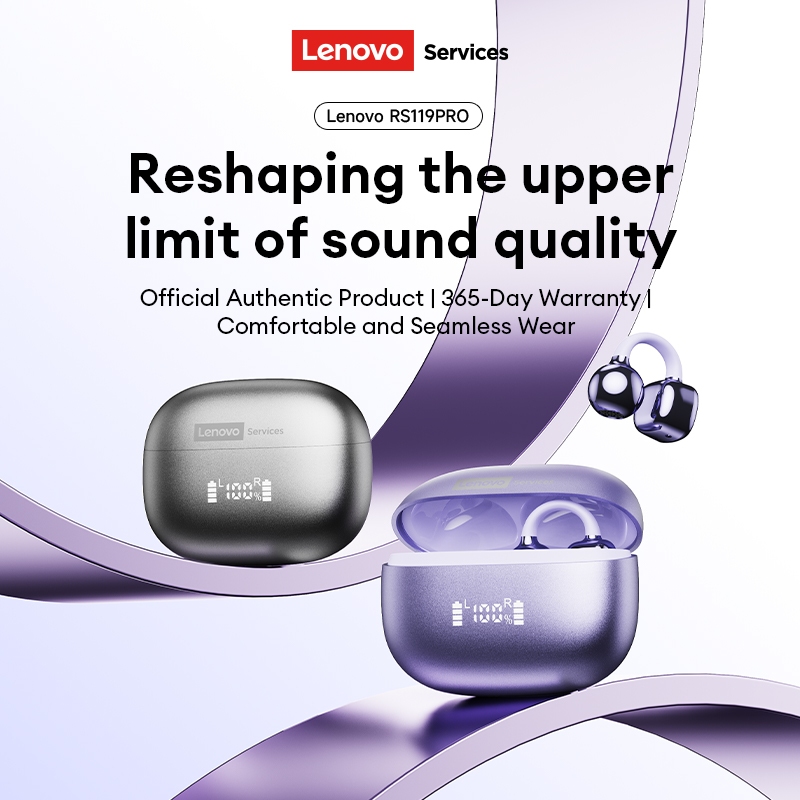 Tai nghe Bluetooth Lenovo RS119Pro và Tai nghe kẹp tai mở có Bluetooth 6.0 và 30ms Độ trễ thấp để chơi game cộng với 3,5g Thoải mái nhẹ | BigBuy360 - bigbuy360.vn