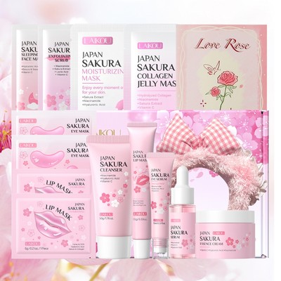 Bộ sưu tập mặt nạ & chăm sóc da LAIKOU Sakura | Bộ 16 món hoàn chỉnh dành cho món quà sinh nhật và dưỡng ẩm nhiều lớp