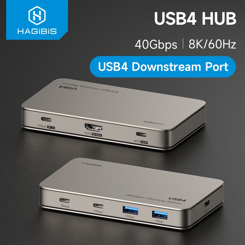 Hagibis USB4 Docking Station USB C Triple Display Hub Tương thích với Thunderbolt 4 / 5 40Gbps 8K Do