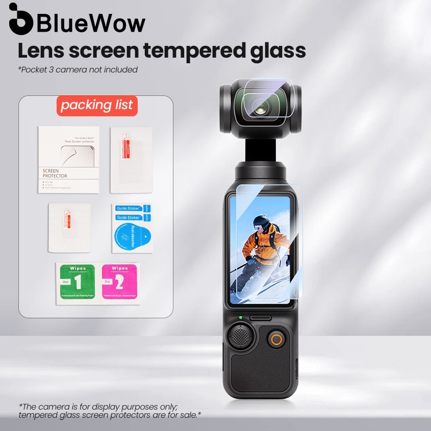 BlueWow Cho DJI Osmo Pocket 3 Phụ Kiện Bảo Vệ Màn Hình + Kính Cường Lực Bảo Vệ Siêu Trong Suốt LCD H