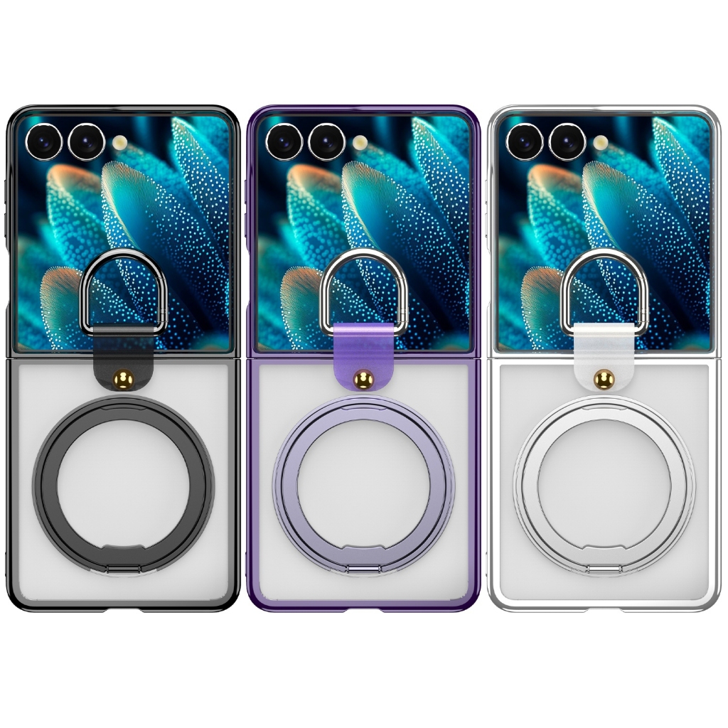 Ốp Lưng Cho Samsung Galaxy Z FLIP 7 FLIP7 Ốp Điện Thoại Mạ Điện Cạnh Trong Suốt Ốp Lưng Từ Tính Có N