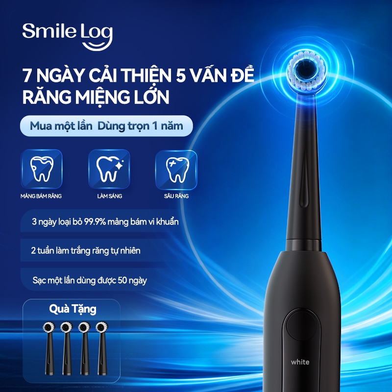 Smile Log bàn chải điện đa chế độ bảo vệ nướu làm sạch sâu 360° loại bỏ mảng bám hiệu quả