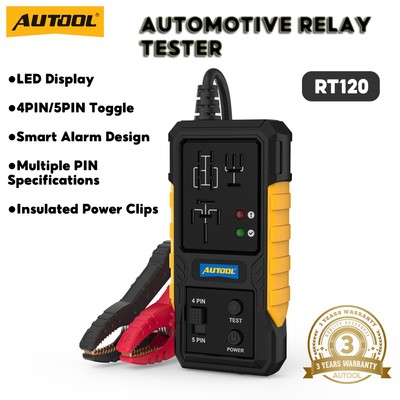 AUTOL RT120 Máy kiểm tra rơle ô tô 4PIN / 5PIN chuyển đổi nhiều thông số PIN thiết kế báo động thông minh