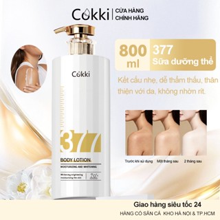  Sữa Dưỡng Thể Trắng Da Cokki 377 Dung Tích Lớn 800ml| Cải Thiện Da Thô Ráp | Làm Mờ Vết Thâm Nám | Se Khít Lỗ Chân Lông | Dưỡng Ẩm Lâu Dài | Ngăn Ngừa Khô Da | Thẩm Thấu Tức Thì | Không Nhờn Rít | Phù Hợp Mọi Loại Da 