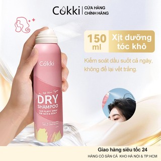  Cokki Dầu Gội Khô Dạng Xịt 150ml - Kiểm Soát Dầu & Tạo Phồng Tóc Tức Thì - Không Bết Dính Làm Sạch Nhanh - Lưu Hương Dịu Nhẹ 