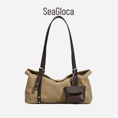 SeaGloca Túi Gối Đi Lại Đơn Giản Denim Dung Tích Lớn Tối Giản Cho Nữ 2049