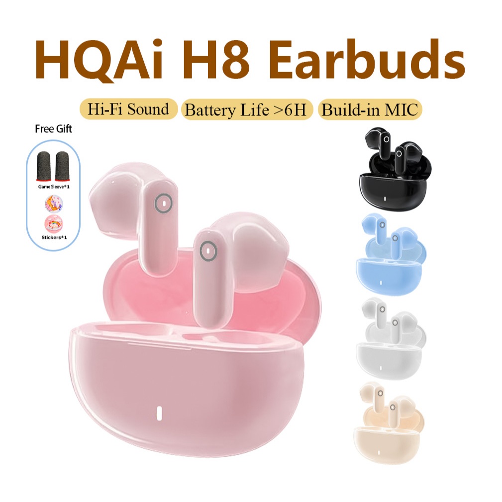 Tai nghe không dây Mini HQAi H8 Tai nghe âm thanh nổi Bluetooth tích hợp Mic khử tiếng ồn Tai nghe đ