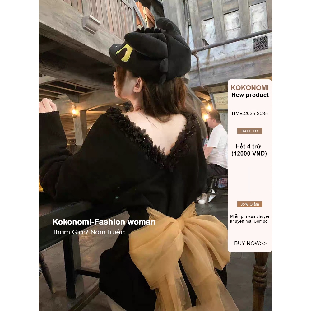 KOKONOMI Cổ tay ren phía sau nơ