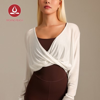 Crop Top Yoga Nữ Cổ Chữ V Vải Tencel Thoáng Khí, Phù Hợp Tập Gym & Khiêu Vũ