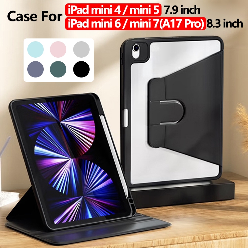 Dành Cho iPad mini4 5 7.9 inch 2019 iPad mini6 7 (A17 Pro) 8.3 '' 2024 Thời Trang 360° Ốp lưng lật đ