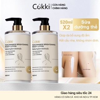  Cokki Sữa Dưỡng Thể Dưỡng Ẩm & Trắng Da 500ml - 5% Niacinamide & 3% Arbutin Giúp Dưỡng Trắng & Sáng Da - Cải Thiện Thâm Nám Hiệu Quả - Kết Cấu Kem Thẩm Thấu Nhanh Không Nhờn Rít Dịu Nhẹ Cho Da 