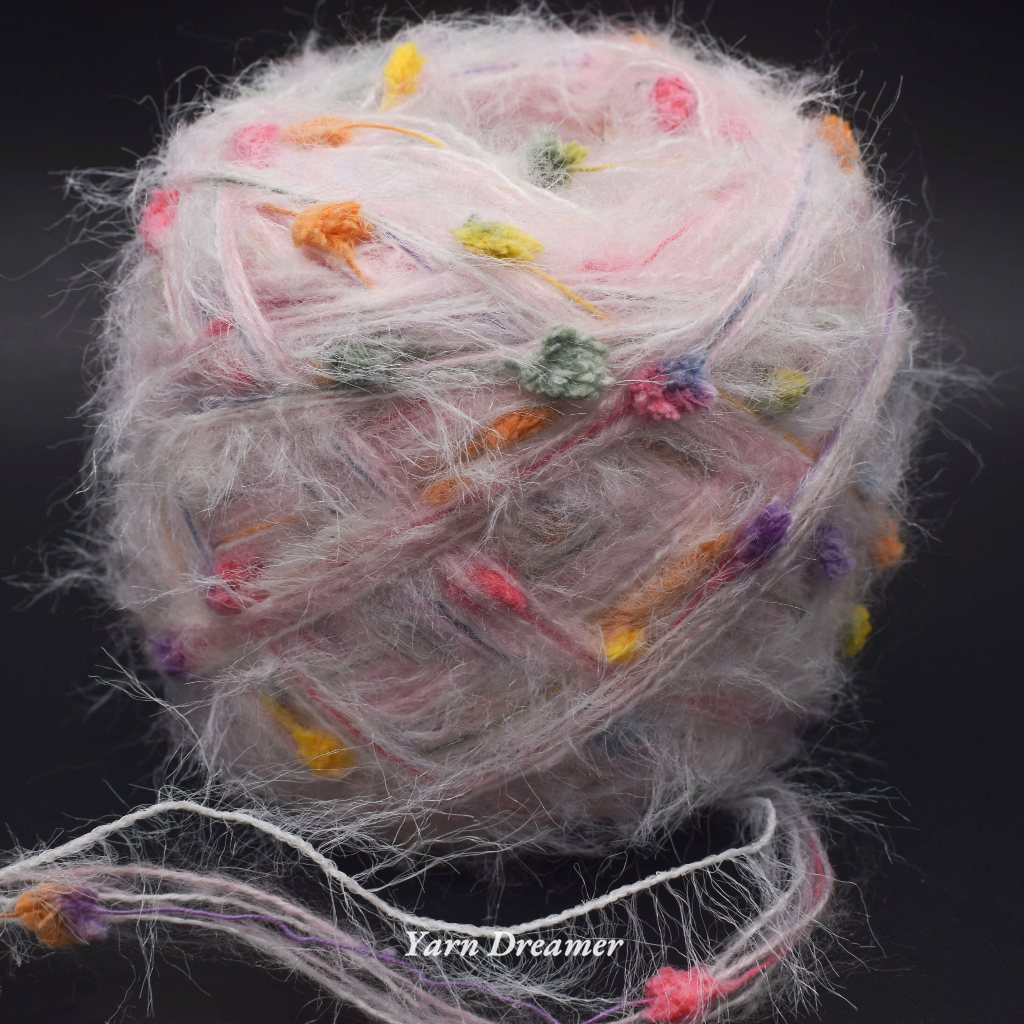 Len Bông Xù Len Đan Cuộn Len Móc Túi Xách Len Lông Xù tím Len Sợi Pompom cầu vồng Len Thanh Lý Handm