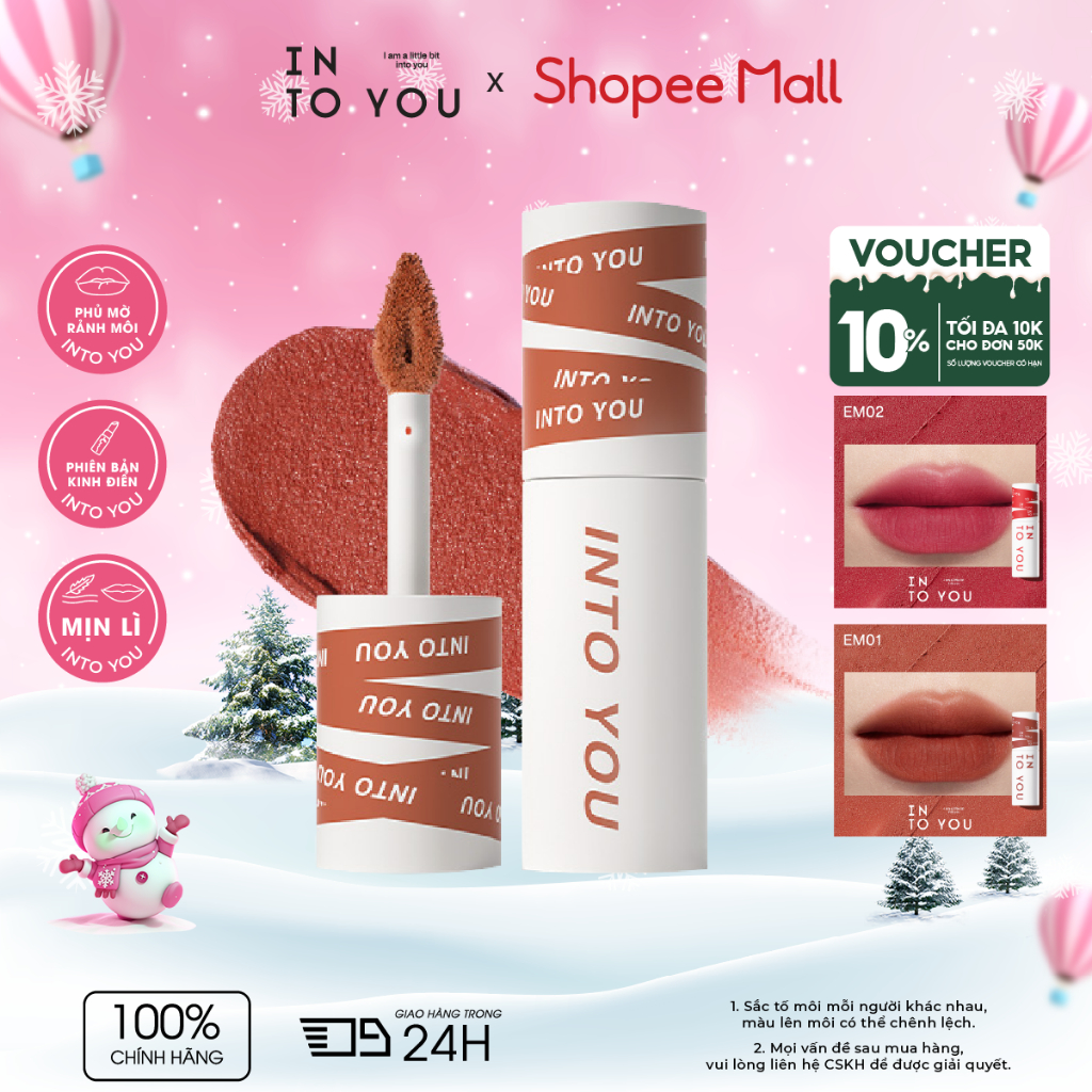 Son Bùn Nữ Chính INTO YOU Lì Mịn Son Trang Điểm Che Khuyết Điểm Môi Lâu Trôi Không Dính Cốc EM01 2g | BigBuy360 - bigbuy360.vn