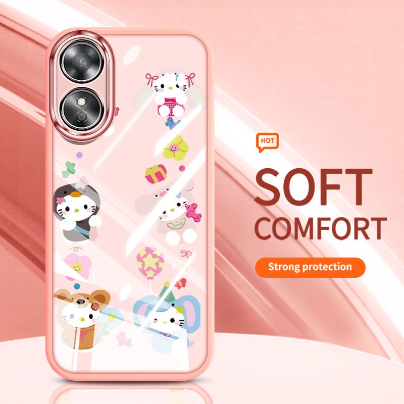 Ốp Lưng YBD Cho OPPO A78 5G A38 A18 A58 A60 A1X A2X Toàn Màn Hình Màu Hồng Hoạt Hình Cừu Vỏ